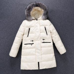 Cappotto da donna lungo e sottile, spesso e sottile, giacche calde di marca di design, parka con cappuccio in pelliccia, capispalla invernale antivento