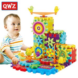 QWZ 81 peças engrenagens elétricas 3d quebra-cabeça kits de construção de plástico brinquedos educativos atacado para crianças presente de Natal