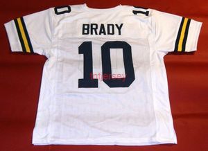 Anpassad Tom Brady Michigan Wolverines White Jersey Stitched Lägg till valfritt namnnummer