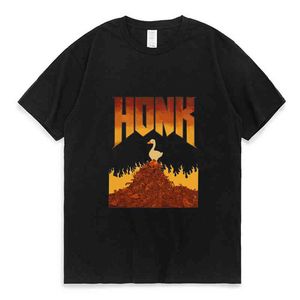 ingrosso Divertente Tee Shirt.-Untitled Goose Game Giapponese Divertimento Giapponese Oca Design originale Tshirt Man Honk Lettera Oversized Letter T shirt uomo Donne in cotone TEE G220223