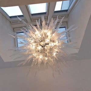 Vacker transparent vit hängande lampa Villa hand blåst murano glas LED ljuskrona belysning trappa vardagsrum kök konst dekoration ljus