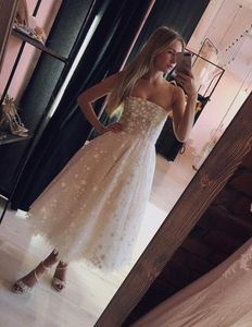 A Line Party Dresses Tea Length Lace Cocktail Women Sweet 16 Summer Beach Prom Cocktailkleid Evening Gowns