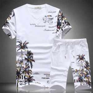 Sommar tracksuits strand shorts sätter män casual coconut ö tryck kostymer mens kläder kostym manlig set t-shirt + byxor 5xl