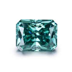 Stargem 8 * Test 10mm Pozytywny Doskonały Piękny Zielony Radiant Cut Fancy Moissanite Gemstone Do Biżuterii Znakowanie H1015
