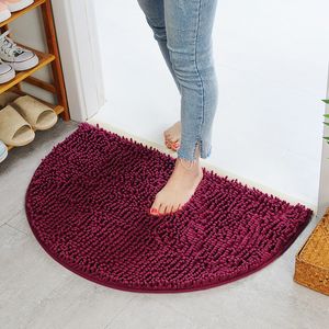 Superabsorbent Mjuk Chenille Badrumsmattan Anti Slip Bad Rug Floor Dörrmatta Smuts Barrier Semi Cirkel Golv Dörrar Kudde Mats Rugs Hy0193