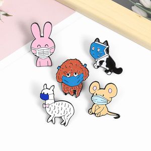 Moda Kreatywny Śmieszne Zwierzęta Emalia Broszki Pin Kot Dog Królik Szczur Alpaca Torba Lapel Cartoon Badge Jewelry Dla Kid Friends