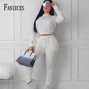 Kadınlar Kıyafet 2 Iki Parçalı Set Seksi Uzun Kollu Kırpma Üst Ve Kalem Pantolon Sweatpants Suit Kadın Kazak Eşofman Streetwear 210520