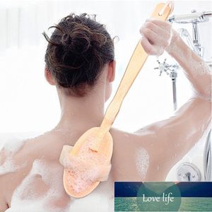 Långt trähandtag Badkroppsborste Avtagbar borste Exfoliating Dry Skin Back Scrubber Dusch Rengöring Massager