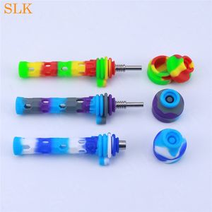 Mini glass tube silicone smoking pipes bee silicone bong cigarette tobacco smoke filter oil rig bubbler Titanium nails hand pipe