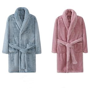 Höst Vinter Kids Sleepwear Robe Boys Flannel Varm Badrock Tjejer 4-18 år Tonåringar Barn Pyjamas Baby Teen Jacket Coat 211109