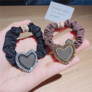 Fasce per capelli con cuore in cristallo Copricapo con motivo floreale Copricapo semplice elastico per coda di cavallo Cravatte per capelli Elastico sottile casual