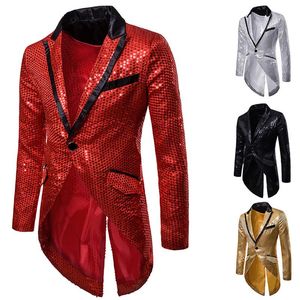 Payet Gece Önlük Ceketleri toptan satış-Erkek Takım Elbise Blazers Helisopus Erkek Sequins Tasarım Smokin Akşam Parti Ceket Moda Yaka Takım Elbise Ceket Blazer