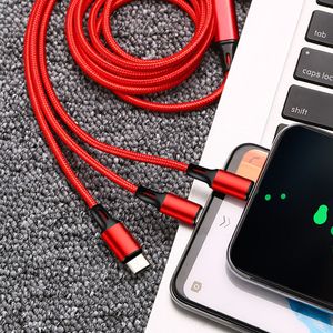 3 em 1 Linha de Cabo de Carregador 2A Nylon Trançado Multi Rápido Cabo de Carregamento Tipo C Micro USB Cabo para Samsung Xiaomi Android Telefone Fio