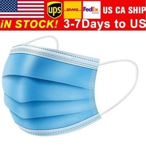 Blue Disposable Face Mask 3ply Non-woven Skincare Masks Unisex Adults Mouth Cover