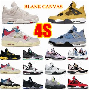 2022 4s 4 em branco canvas basketball sapatos homens mulheres raios união unva gelo sneakers universidade azul esportes zen mestre branco oreo vela infravermelho diy fresco cinza instrutores