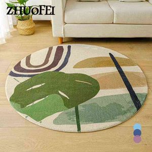 Geometric Abstraction Printed Entrance Door Mat 60cm in Diameter Round Rug Fashion Home Decor Bedroom Anti-slip Foot Pad M0008 211109