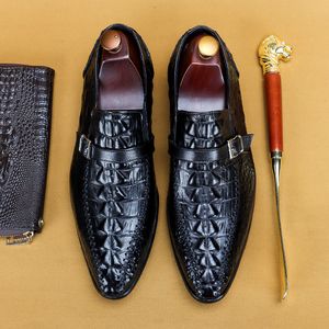 Włoskie sukienki ślubne buty mężczyźni oryginalna skórzana marka zwykła skórzana branża butów Oxford spiczasty palce czarny buty formalne