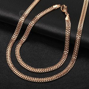 Earrings & Necklace 4.5MM 585 Rose Gold Filled Jewelry Set For Women Girl Foxtail Weaving Link Bracelet Sets Gift CS27