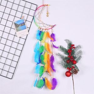 Newdream Catcher Festival Present Handgjord Half Circle Moon Design Konsthantverk Dreamcatcher Feather Hanging Star Home Wall Decoration RRE11524