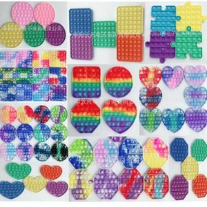 Regular Normal Size Push Bubble Popper Sensory Fidget poo its Toys Rainbow Tie Dye Jigsaw Puzzle Tiktok Kids Toy Finger Fun Family Game Poo Its Boards G590JN7