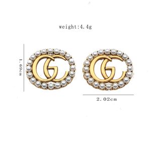 18-karatowe pozłacane zwisają projektanci litery stadniny kolczyki geometryczne luksusowe marki kobiety Rhinestone perła 925 srebrny kolczyk na wesele akcesoria jubilerskie