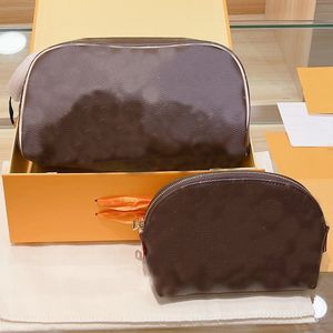 Women Clutch Hand Bags + Shell Cosmetic Bag 2pcs Set Handbag Purse Canvas Leather Classic fashion Letter Makeup Pouch Portable Toiletry 02