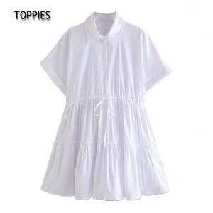 Weißes Kurzarm-T-Shirt-Kleid für Damen, Sommer, Mini-Länge, weibliche Fledermaus-Urlaubskleidung 210421