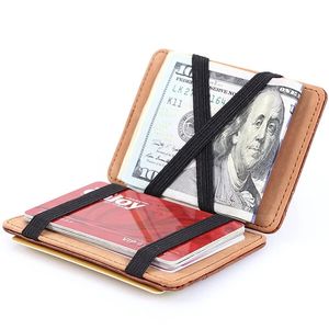 PU Money Card Clip Magic Wallet Casual Clutch Bus Card Bag