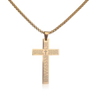 Titanium Steel Christian Jesus Bible Cross Necklace Choker Men Women Pendants Chain Prayer Religion Jewelry Fashion Gifts