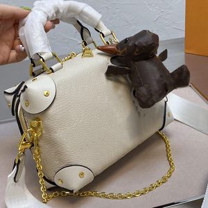 Łańcuchowe torby na ramię Kobiety krzyżowa torba torebka moda oryginalna skórzana drukowana litery gładka wysokiej jakości złoty nit sprzętowy