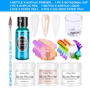 Nail Art Kits 16PCs Manicure Supplies med Pen Tips Carving Professionell Hem Akryl Pulver Set Salon Clear Builder DIY Crystal