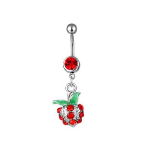 YYJFF D0093 Anello per ombelico con fragola colore rosso