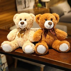 35cm Cute Colorful Bow Tie Bear Doll Plush Toy Hug Bear Doll Children Birthday Gift Rag Doll Teddy Bear Home Living Room Bedroom Q0727