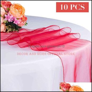 Wholesale sheer organza table runners resale online - Table Runner Cloths Home Textiles Garden Solid Organza For Wedding Party El Tle Sheer Runners Red Gold Decoration X275Cm