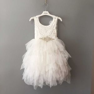 Koreanische Mädchen Prinzessin Boden Langes Kleid Spitze Blume Tiered Tüll Für Hochzeit Kostüm Kinder Strand Sommerkleid 2-10Y Mädchen 'Kleidung 210529