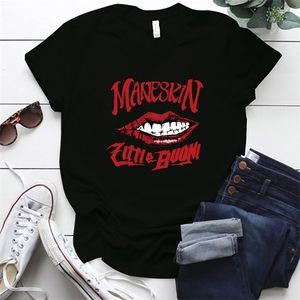 Seeyoushy Maneskin Imprimir Mulheres Engraçadas T Shirt Manga Curta Verão Festival de Música Tshirt Femme Loose Hip-Hop Rock Tops Roupas X0628