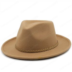 Simple Wool Wide Brim Hat Felt Fedoras Hats Adult Fashion Headwear Woolen Fedora Hats Man's Cap