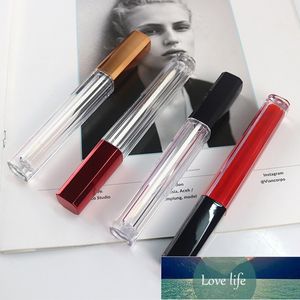 4.5ML Tomma Clear Lip Gloss Tubes Plast LipGlossflaska Läppstift Mini Prov Kosmetisk behållare med svart / Röd / Rose Gold Cap