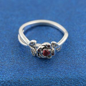 100% 925 Sterling Silver Rose Flower Ring med CZ Stone Fit Pandora Smycken Engagement Wedding Lovers Fashion Ring