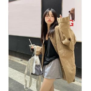 Women's Jackets Coffee Color Jacket Coat Spring And Autumn 2021 Retro Style Chic Loose Petite Top Fashion