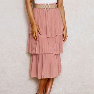 Beach skirts womens fashion chiffon stitching pleated female solid color skirt Ruffles Mid-Calf long white skirt lady 210514