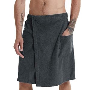 Heren draagbare badhanddoeken badhuis douchekamer handdoeken met pocket badjassen effen kleur pyjama en kleding handdoek