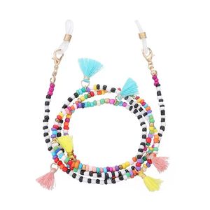 Boho Rainbow Beaded Glasses Chain Mask Lanyard för Kvinnor Trendiga Fringed Solglasögon Hängande Hållare Strap Halsband