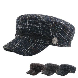 Moda Sokak Newsboy Şapka Berels Sonbahar Kış Şapka Kalın Sıcak Unisex Caps Retro Ekose Bere Cap Kadın Erkek