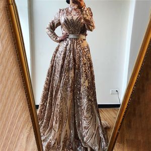 Dubai Luxury Long Sleeves Evening Dresses 2022 Moroccan Kaftan Burgundy High Collar Muslim Women Formal Party Wear Royal Blue Prom Dress Islamic Occasion Gowns
