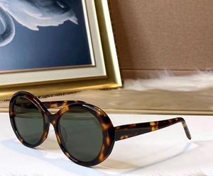 Ovale Sonnenbrille 419 Havanna-grüne Linse, modische Sonnenbrille für Damen mit Boxetui