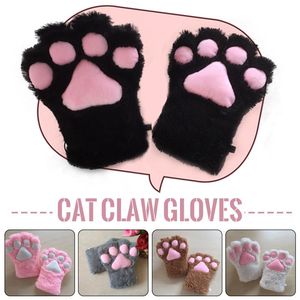 Wholesale halloween glove for sale - Group buy Five Fingers Gloves Women Bear Claw Plush Cat Winter Faux Fur Cute Kitten Mittens Girl Christmas Halloween Cosplay Costume