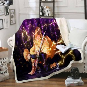 Demon Slayer Printed Fleece Blanket for Beds Thick Fashion Bedspread Sherpa Throw Blankets Adults Kids