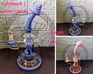 Shisha Becher Bong Kopfige Glaswasserrohrmatrix Perk Pink hohe 14 -mm -Schüssel