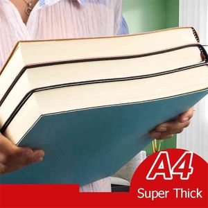 A4スーパー厚手メモ帳学生かわいいノートブックレトロな色創造性文房具416ページPUカバースクール供給210611